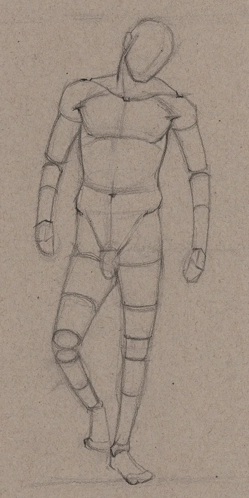 Simplified mannequin figure drawing study