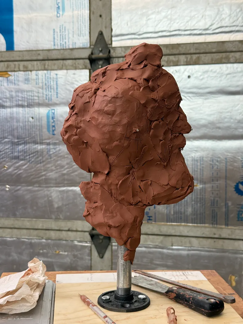 Male portrait sculpture study detail