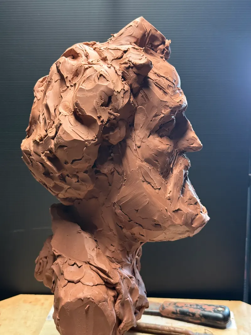 Male portrait sculpture study form detail