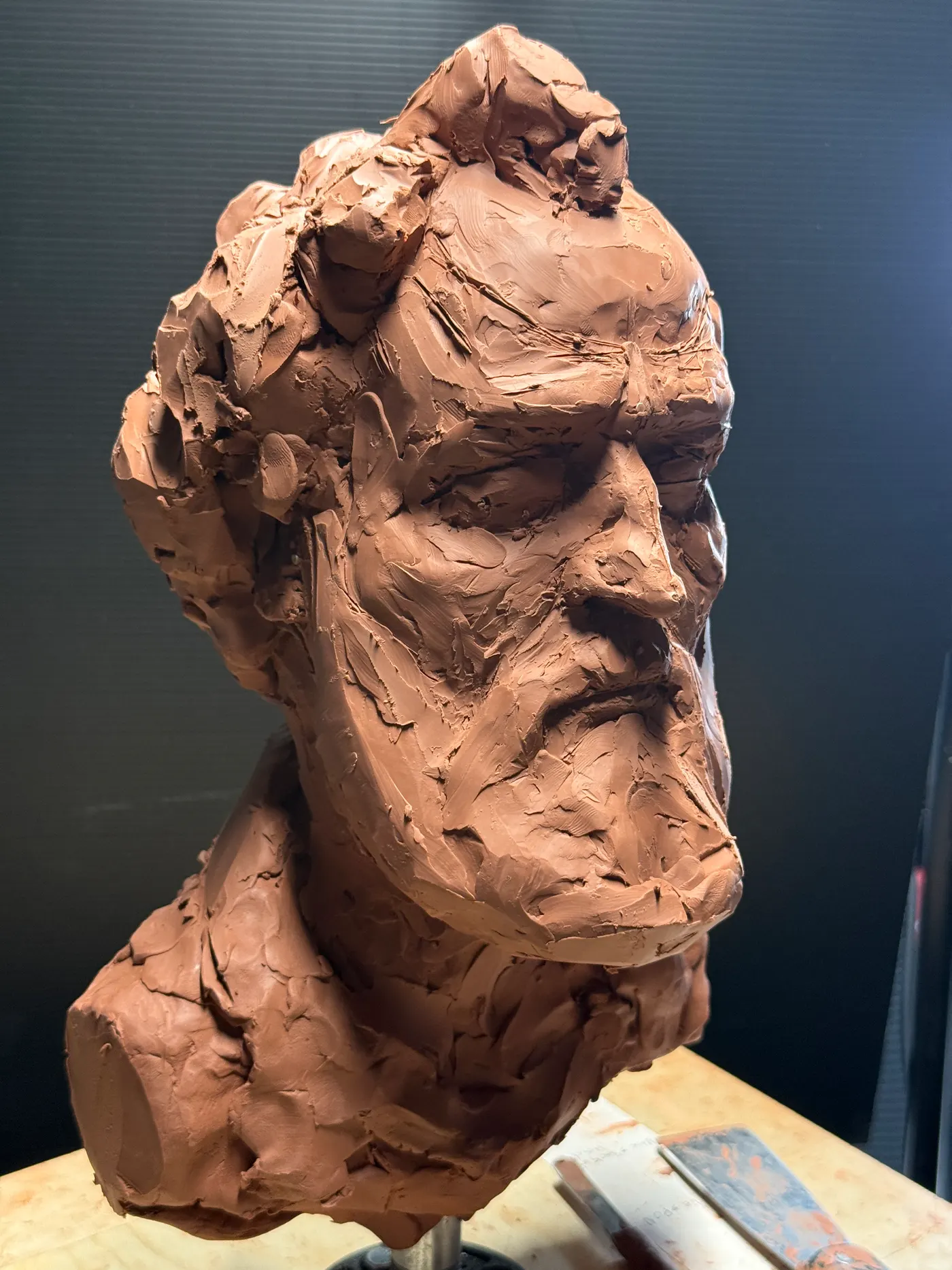 Male portrait sculpture process