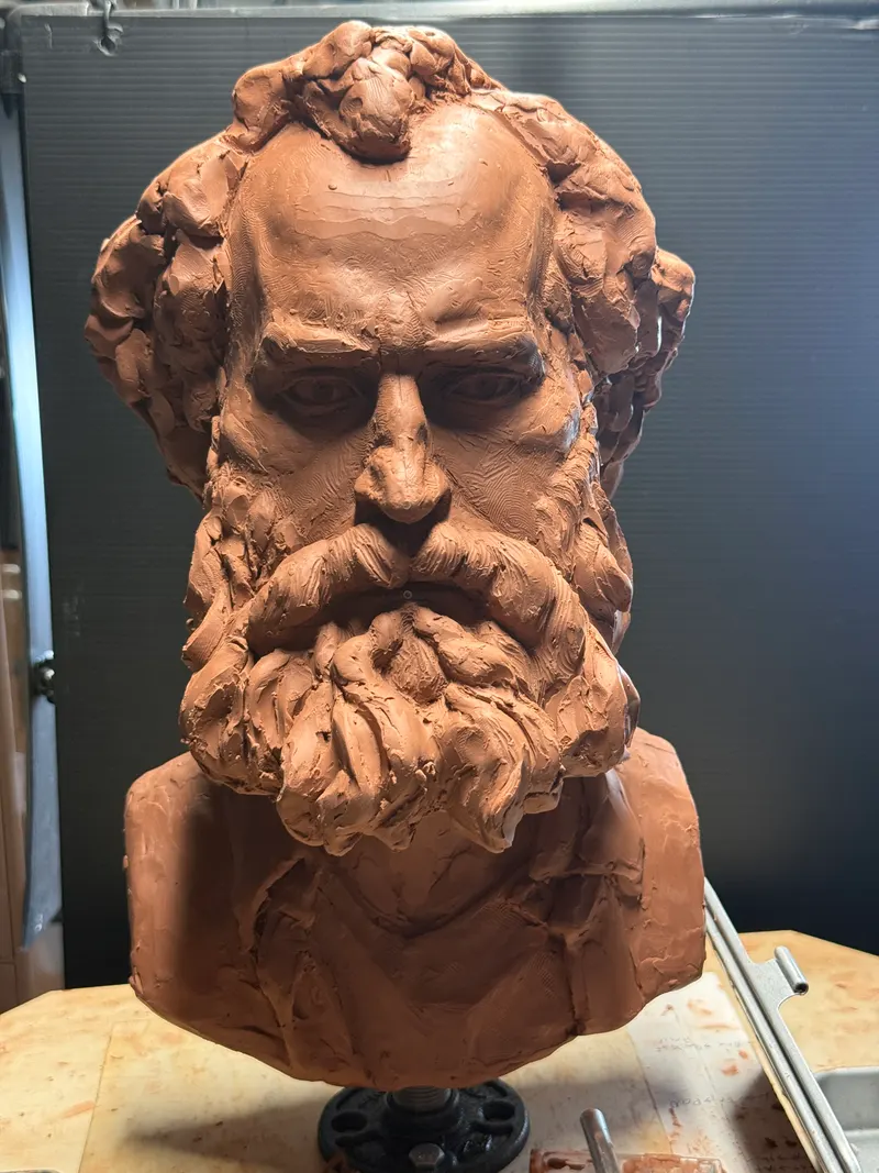 Male portrait sculpture study additional view