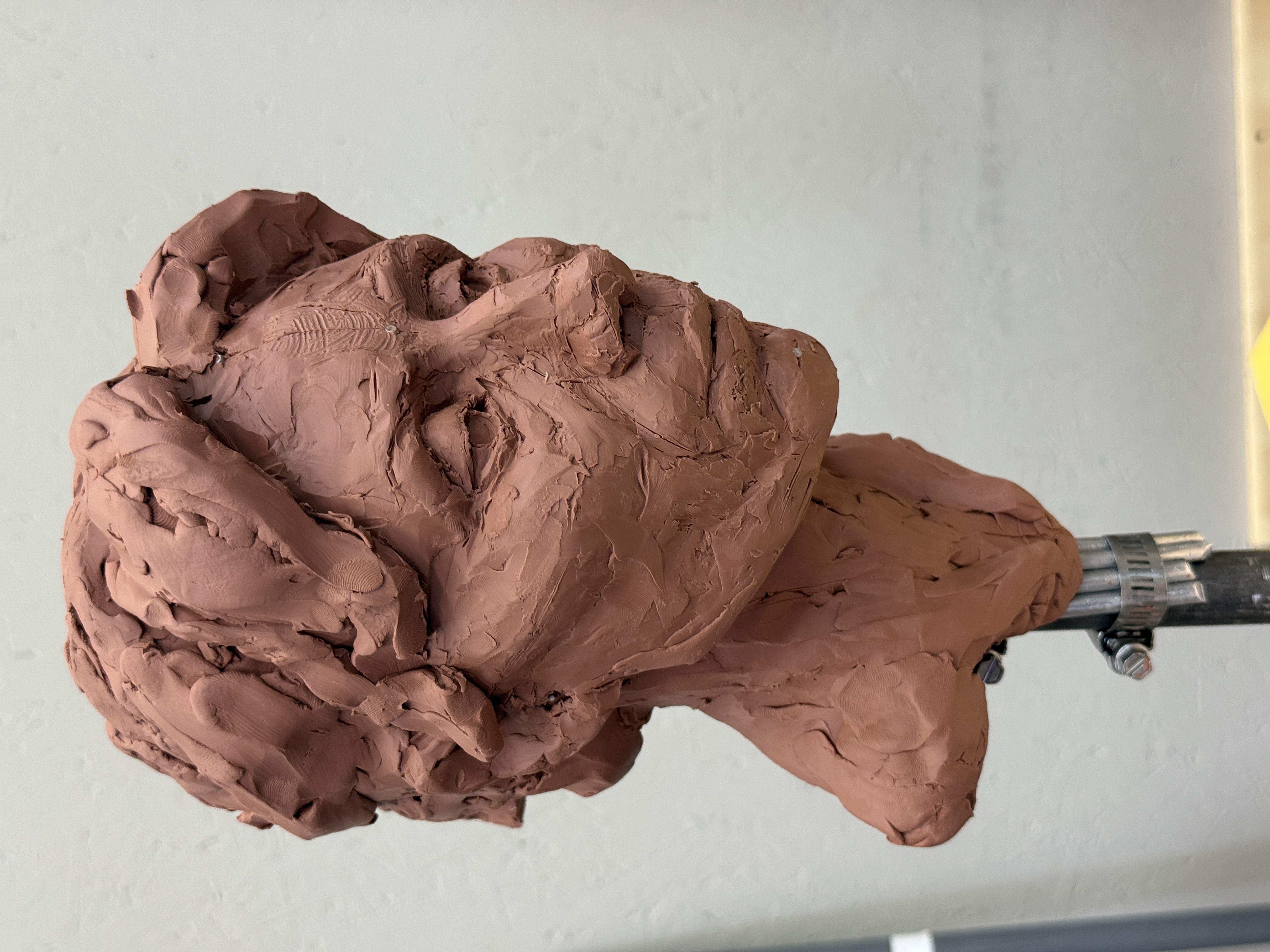 Portrait sculpture process front view