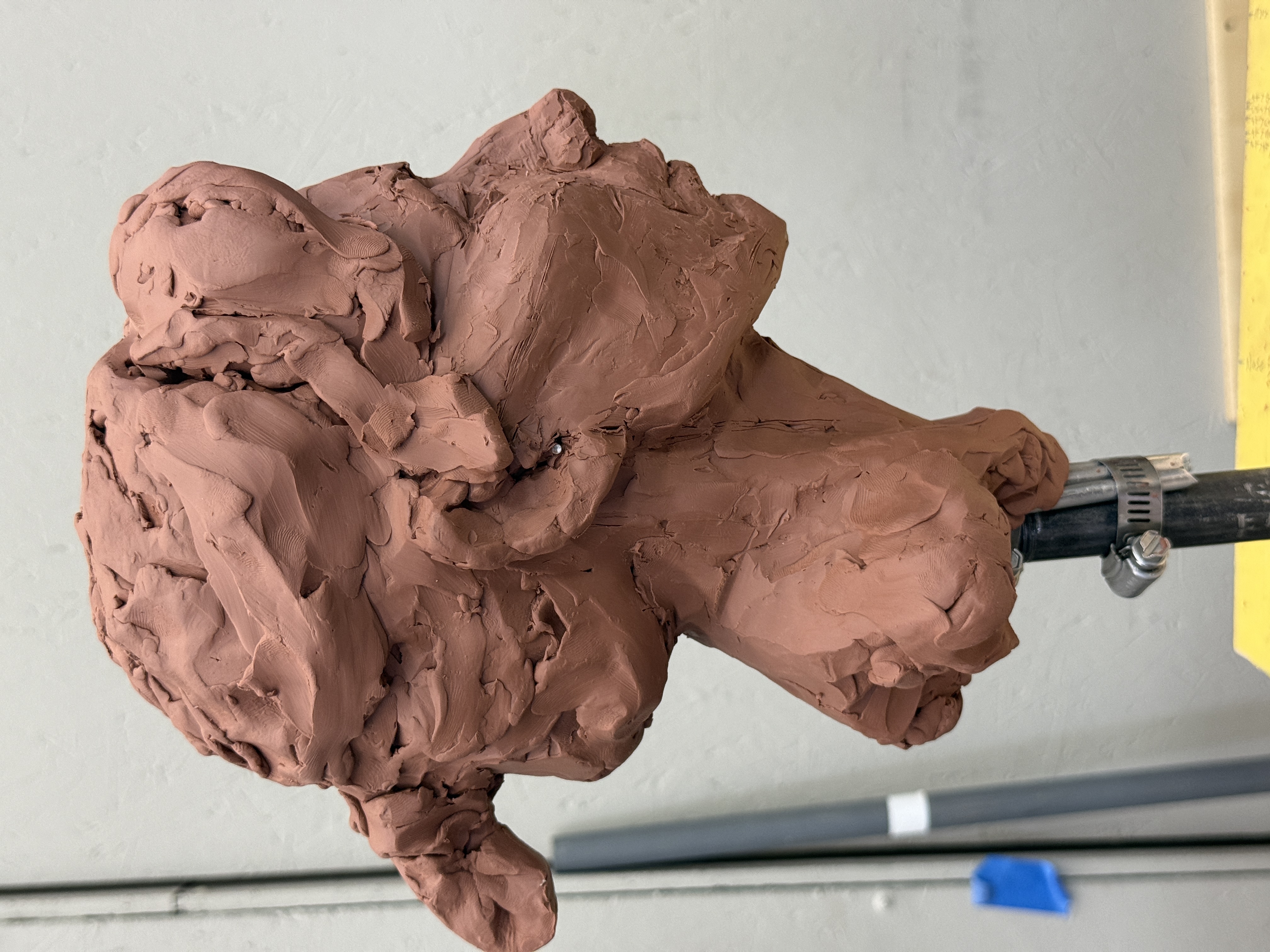 Portrait sculpture process studio view