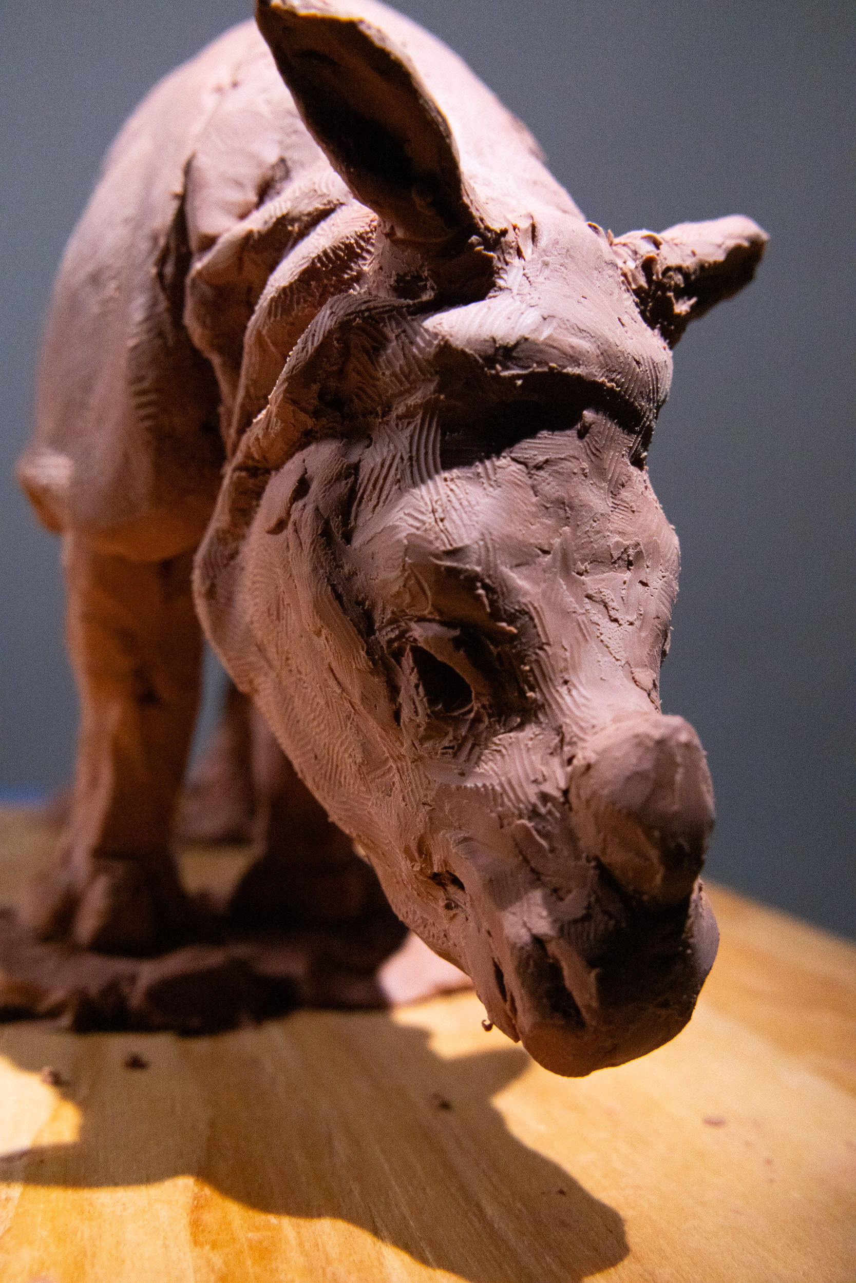 Rhino clay sculpture study silhouette view