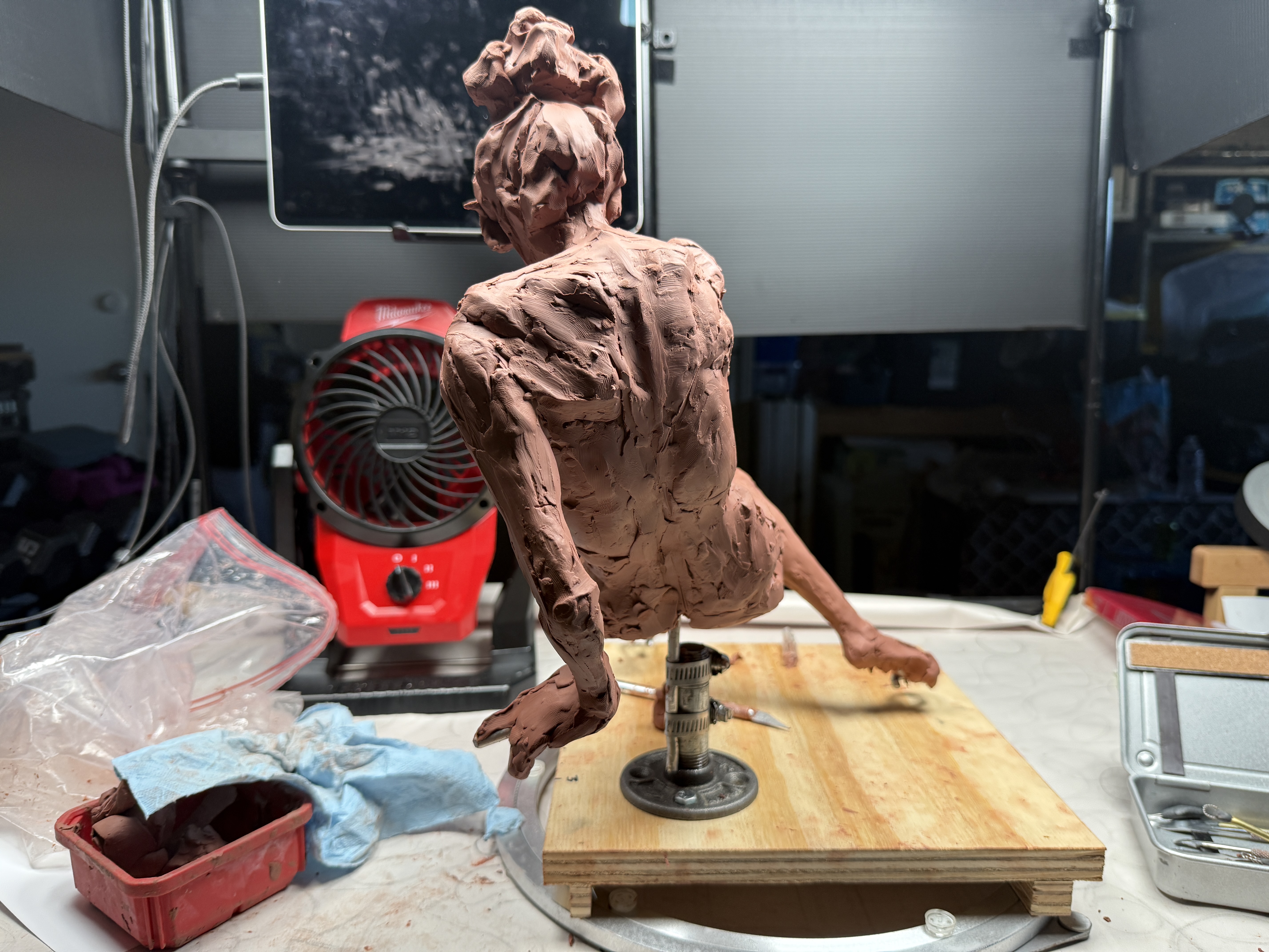 Seated figure study process progress