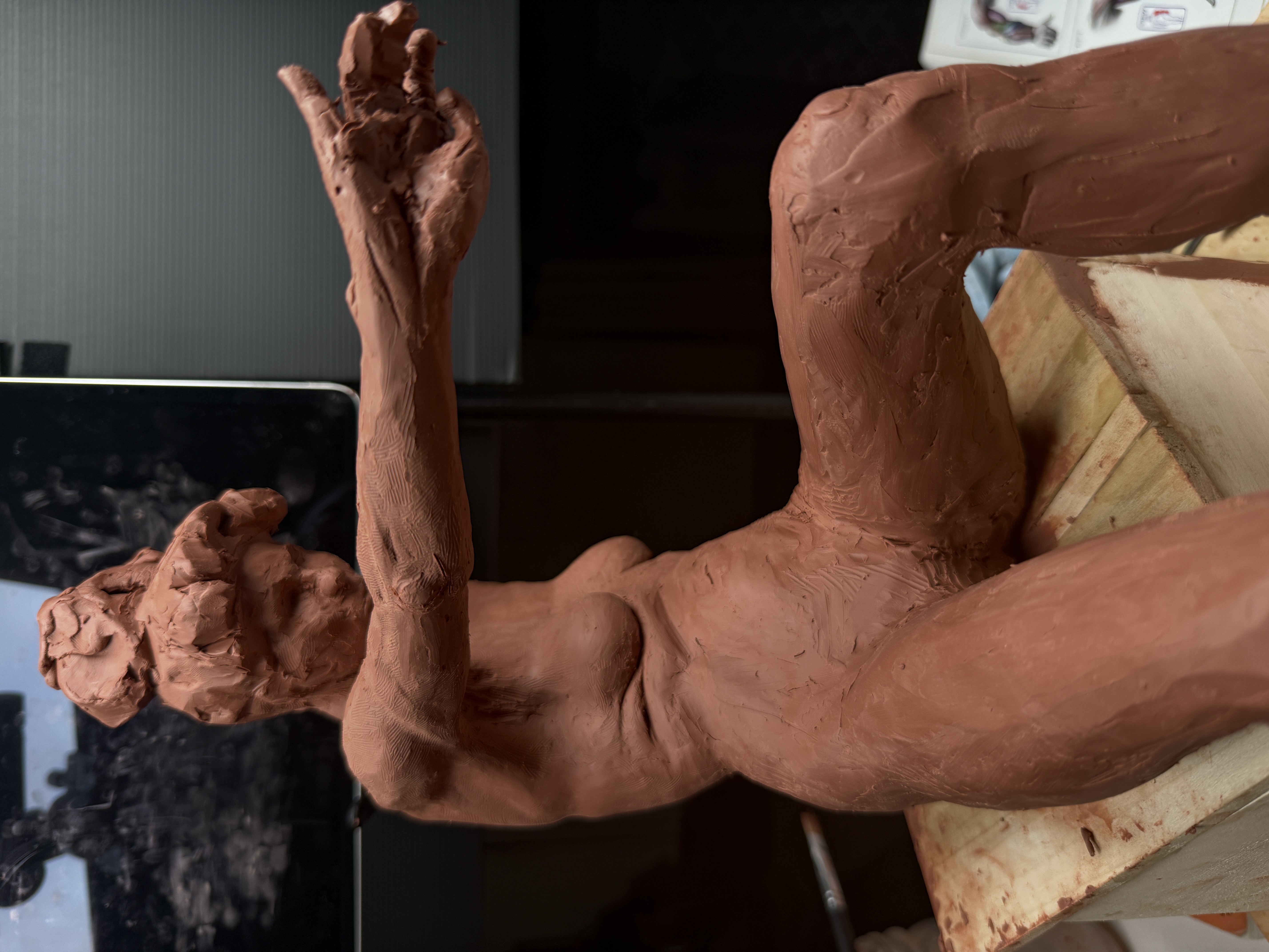 Seated figure study sculpting process